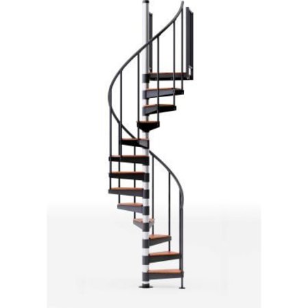 SS INDUSTRIES HOLDING Global Industrial„¢ Reroute 36"H Platform 2 Rails Spiral Stair Kit, 42"Dia, 13-2/3'H, Oak Covers EC42P12V102